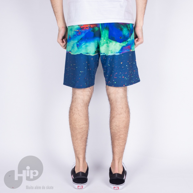 Bermuda Rvca Fletcher Trunk Azul Escuro