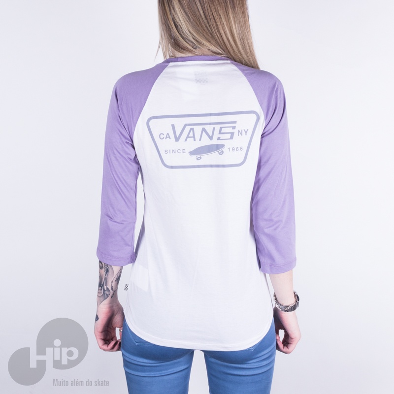 Camiseta 3/4 Vans Full Patch Branca