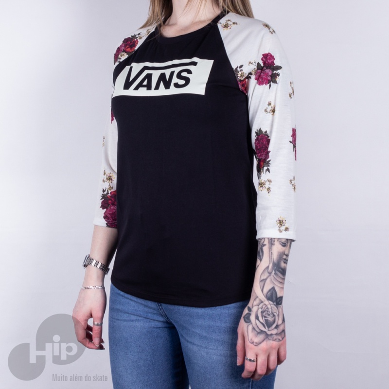 Blusa 3/4 Vans Botanical Tangle Preta