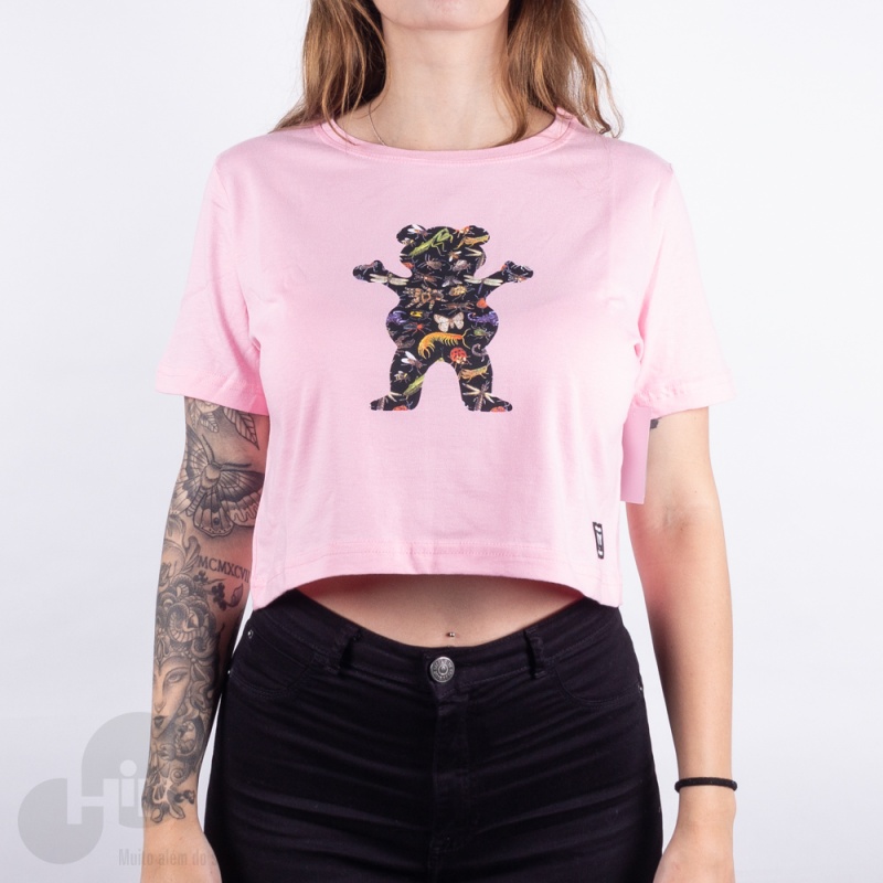 Blusa Cropped Grizzly Og Bear Boo Bugs Rosa