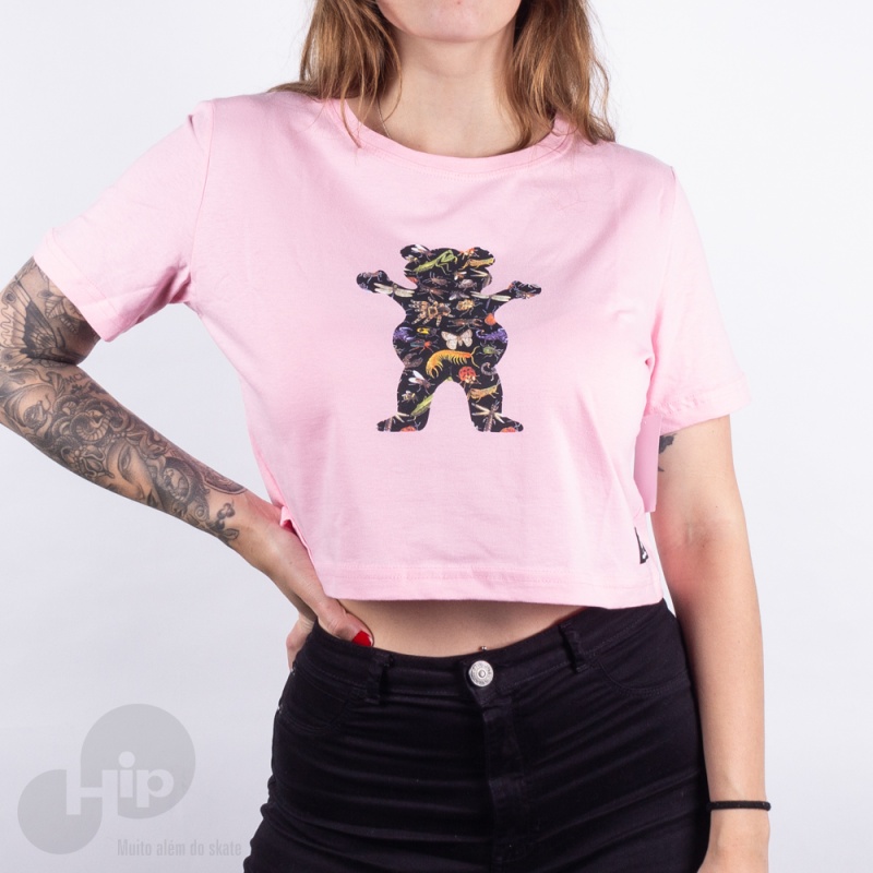 Blusa Cropped Grizzly Og Bear Boo Bugs Rosa