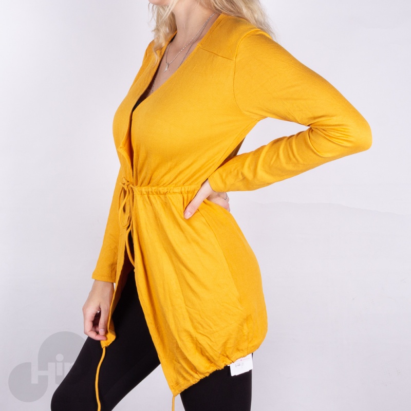 Blusa Riu Kiu Cardigan Com Ajustes Amarela