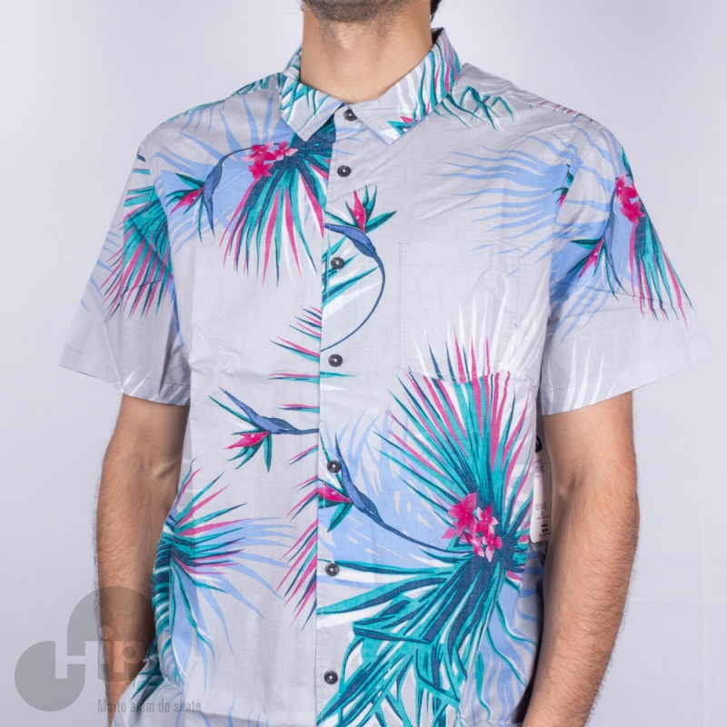 Camisa Billabong Sundays Floral Cinza Claro