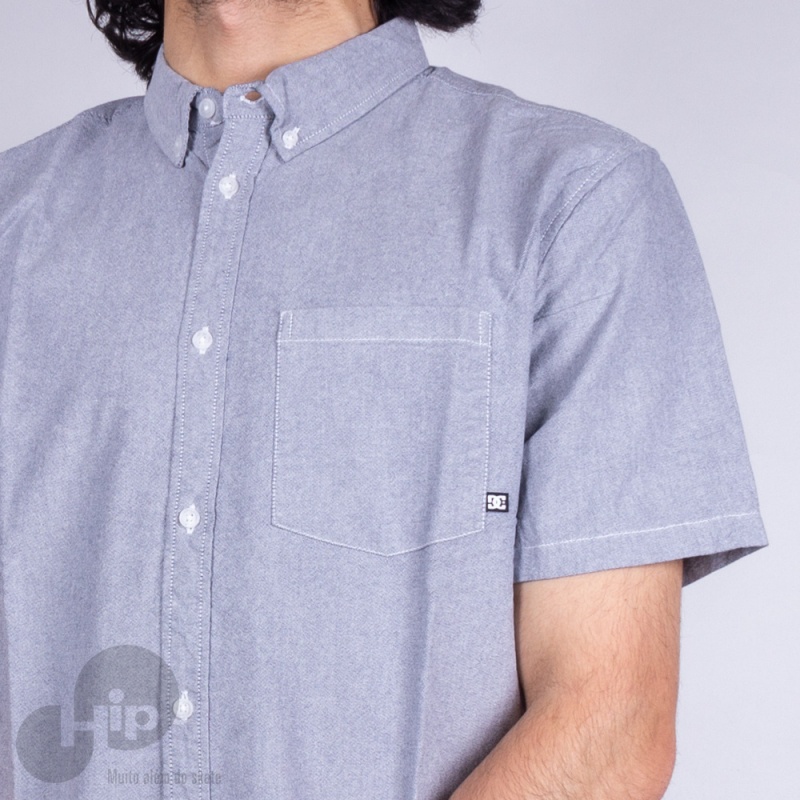 Camisa Dc Shoes The Oxford 2 Ss Cinza Claro
