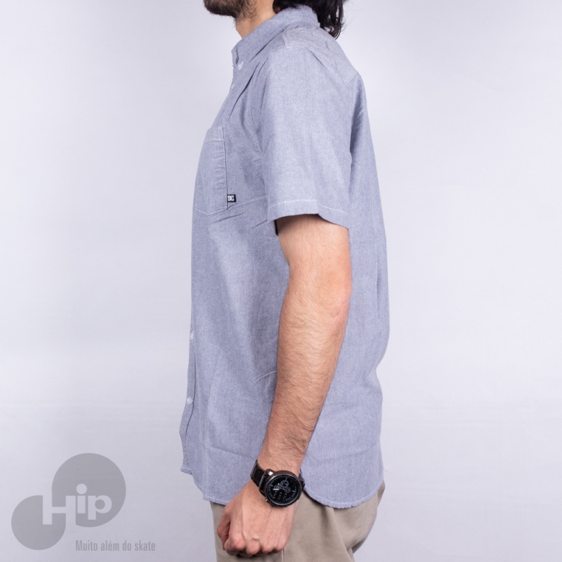 Camisa Dc Shoes The Oxford 2 Ss Cinza Claro