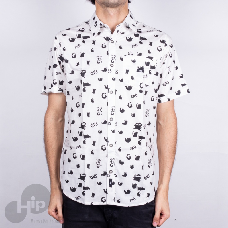 Camisa Ous Icone Gato Preto Branca