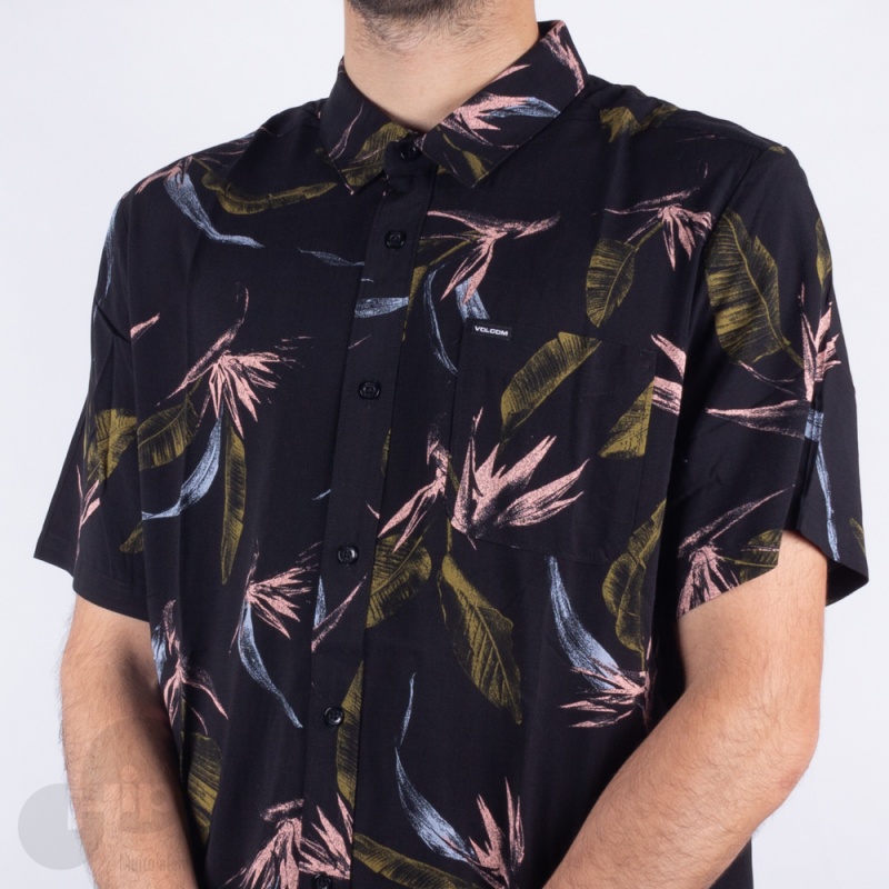 Camisa Volcom Faxer Floral Preta