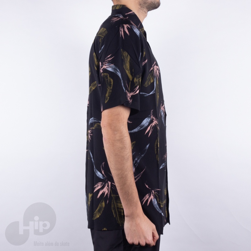 Camisa Volcom Faxer Floral Preta