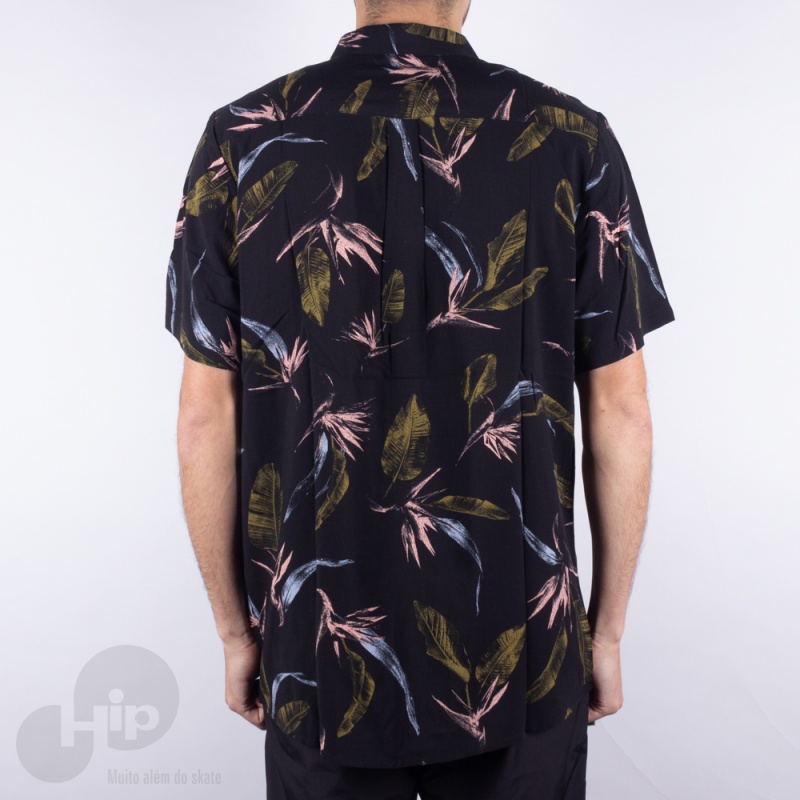 Camisa Volcom Faxer Floral Preta