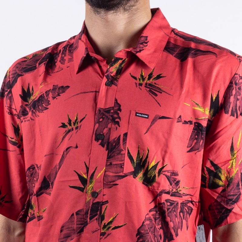 Camisa Volcom Floral Erupter Vermelha