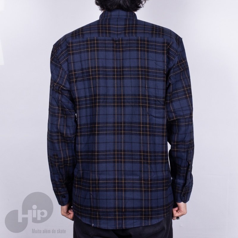 Camisa Volcom Plaid Enough Azul Escuro