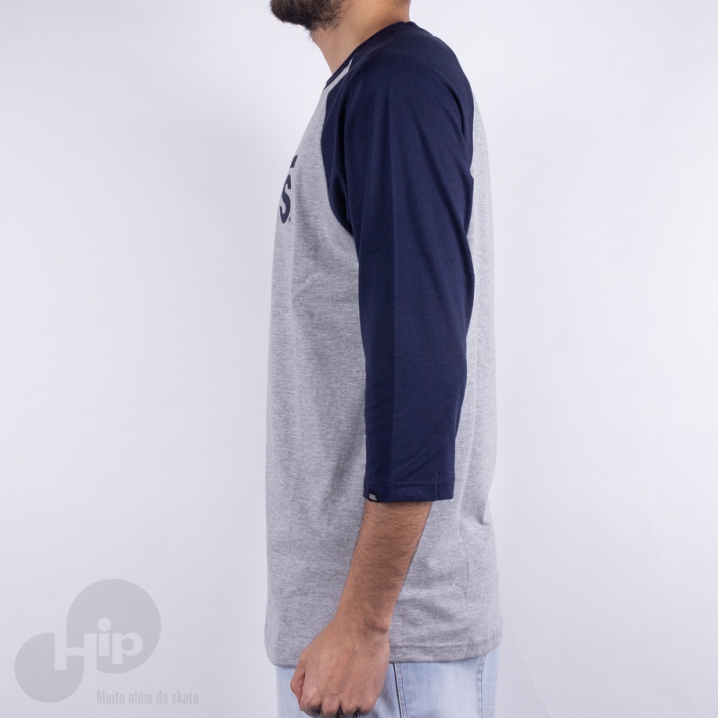 Camiseta 3/4 Vans Classic Raglan Cinza Claro