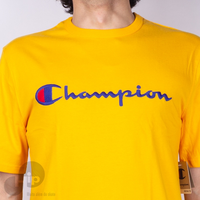 Camiseta Champion Life Bordado Amarela