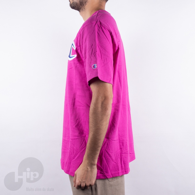 Camiseta Champion Logo Patch Rosa