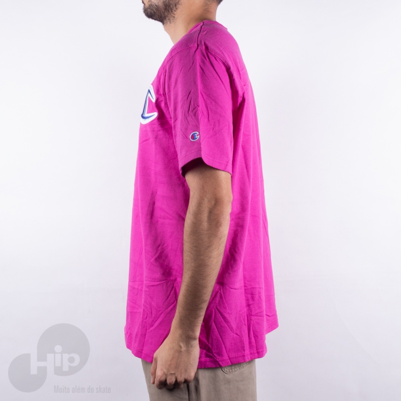 Camiseta Champion Logo Patch Rosa