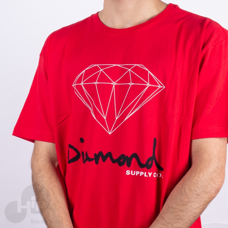 Camiseta Diamond Og Sign Large Vermelha