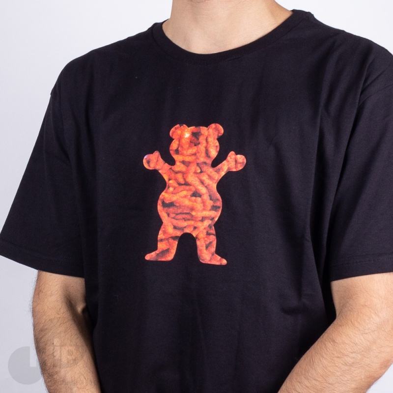 Camiseta Grizzly Flamming Bear Preta