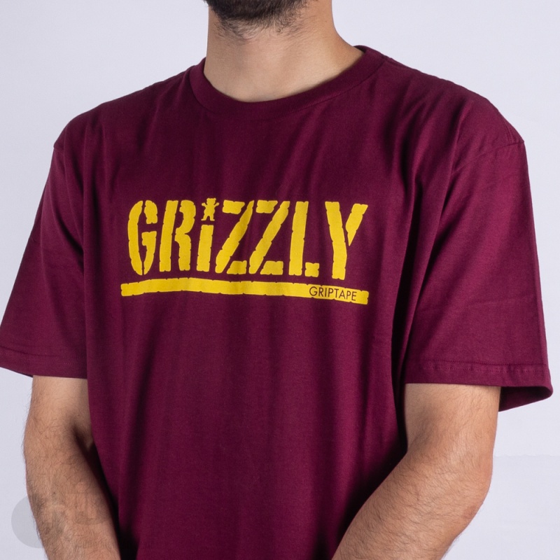Camiseta Grizzly Stamped Vinho