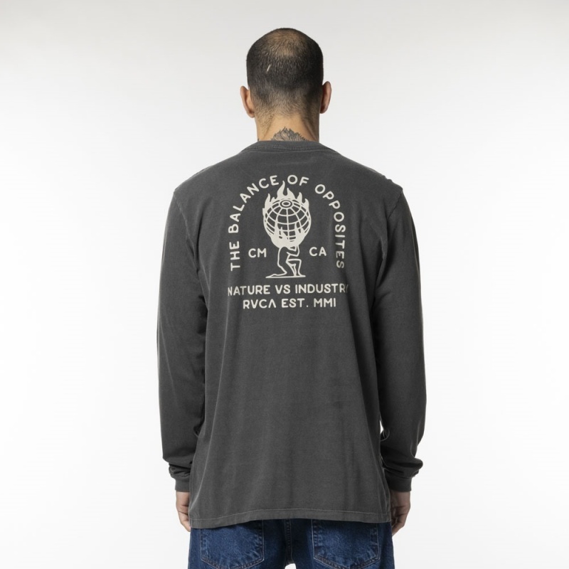 Camiseta Manga Longa RVCA World Weight Cinza