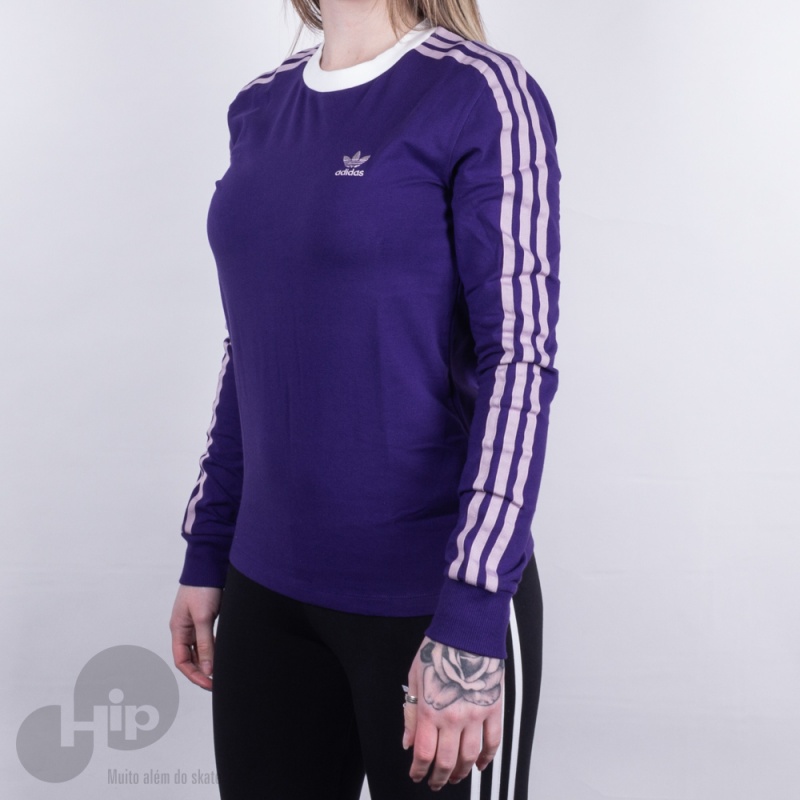 Camiseta Manga Longa Adidas 3 Stripes Lils