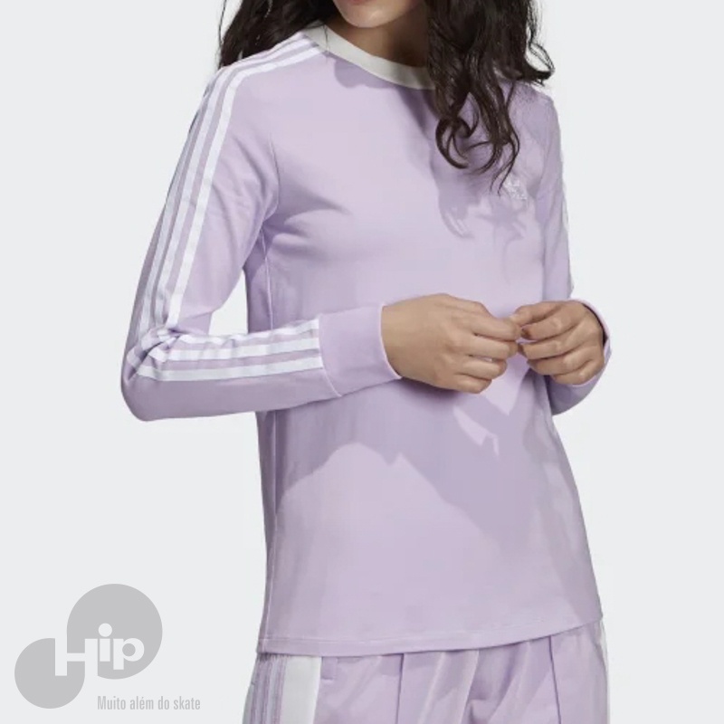 Camiseta Manga Longa Adidas 3 Stripes Lils