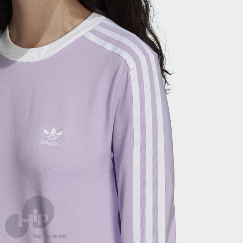 Camiseta Manga Longa Adidas 3 Stripes Lils