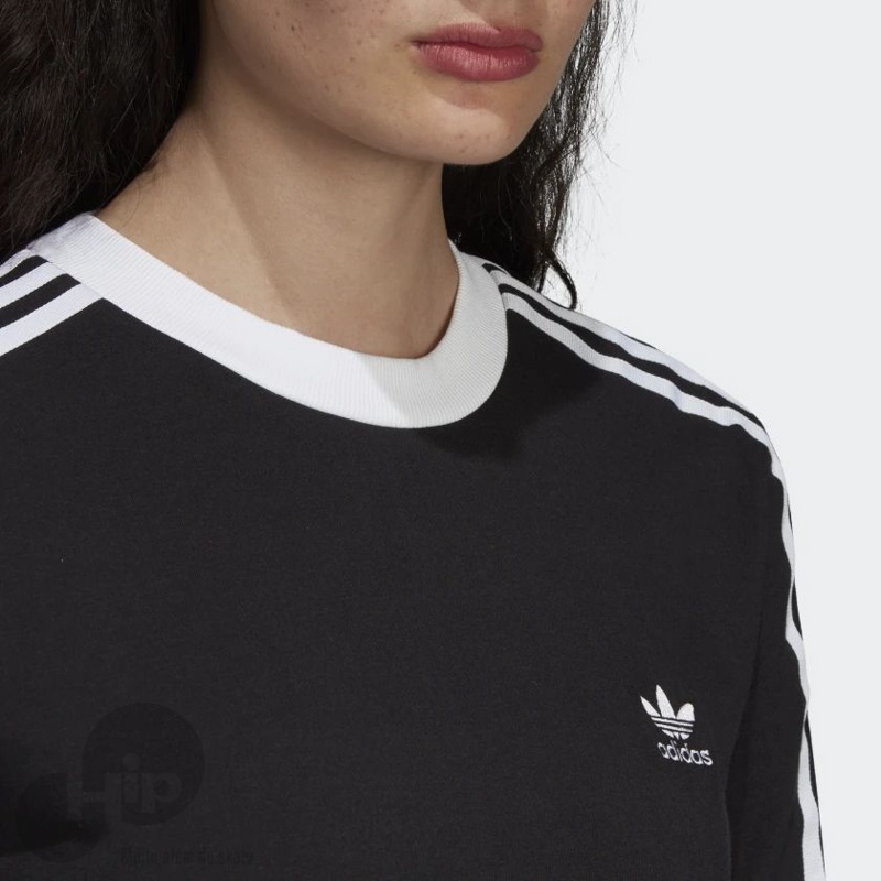 Camiseta Manga Longa Adidas 3-Stripes Preta