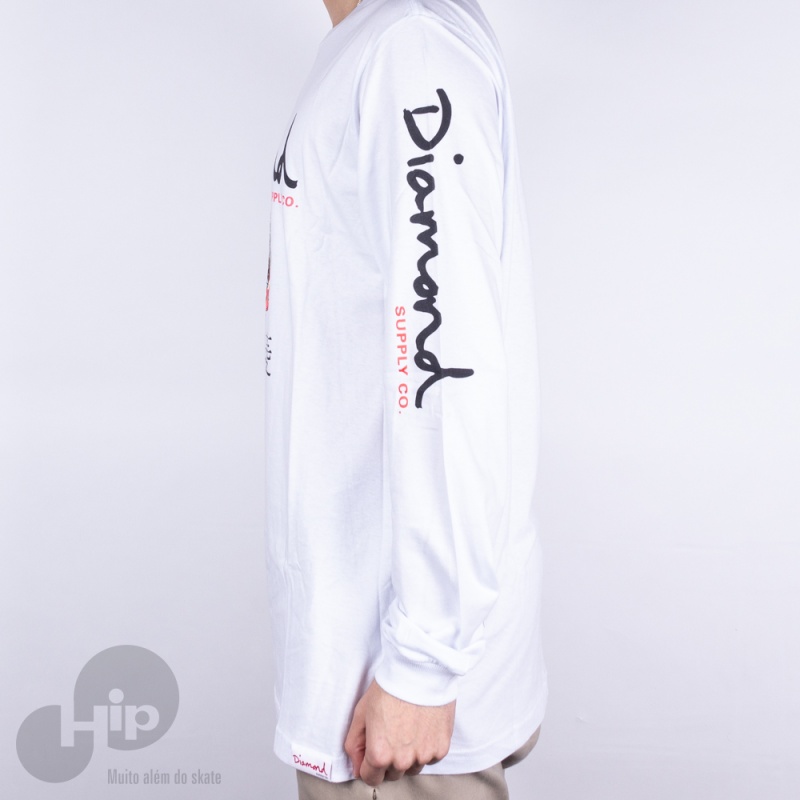 Camiseta Manga Longa Diamond Dragon Og Script Branca