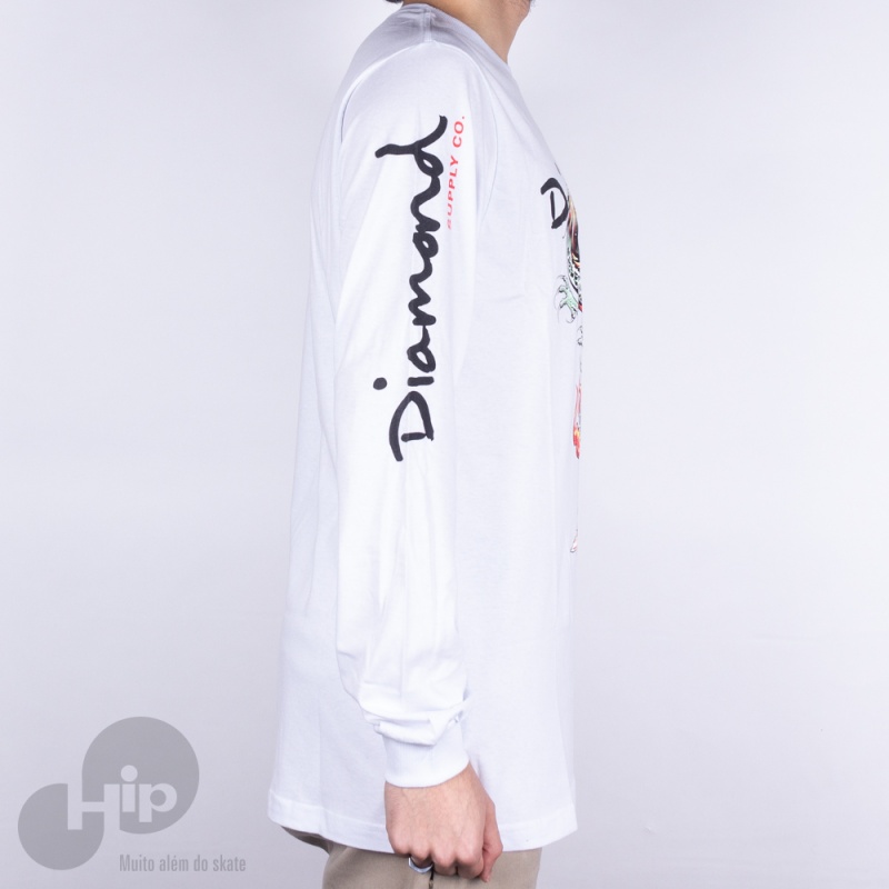 Camiseta Manga Longa Diamond Dragon Og Script Branca