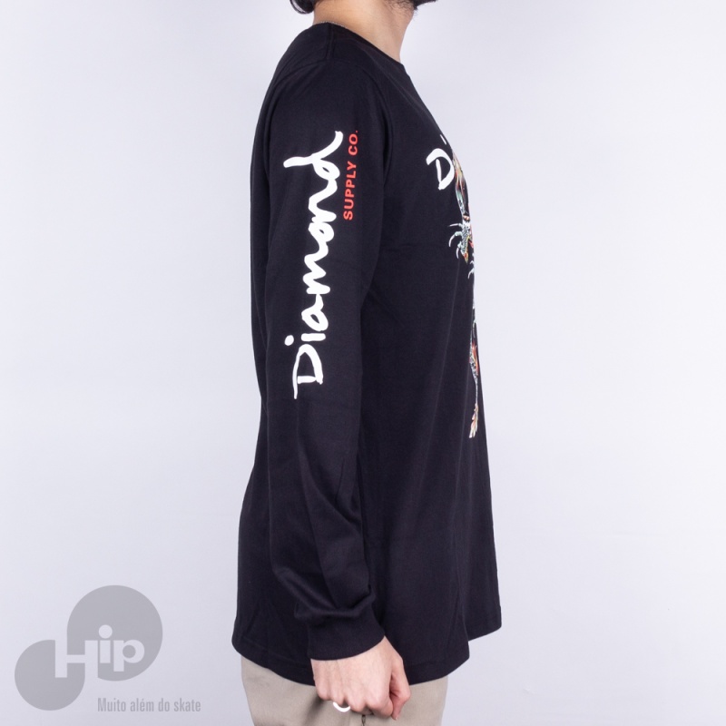 Camiseta Manga Longa Diamond Dragon Og Script Preta