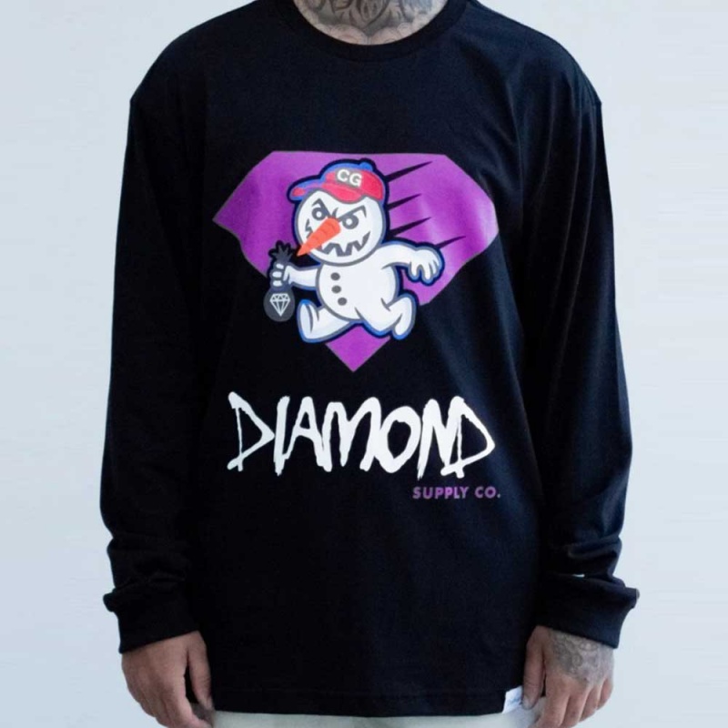 Camiseta Manga Longa Diamond Snow Man Preto