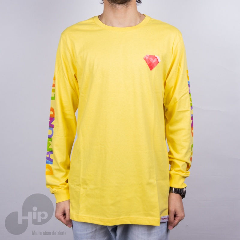Camiseta Manga Longa Diamond Watercolors Amarela
