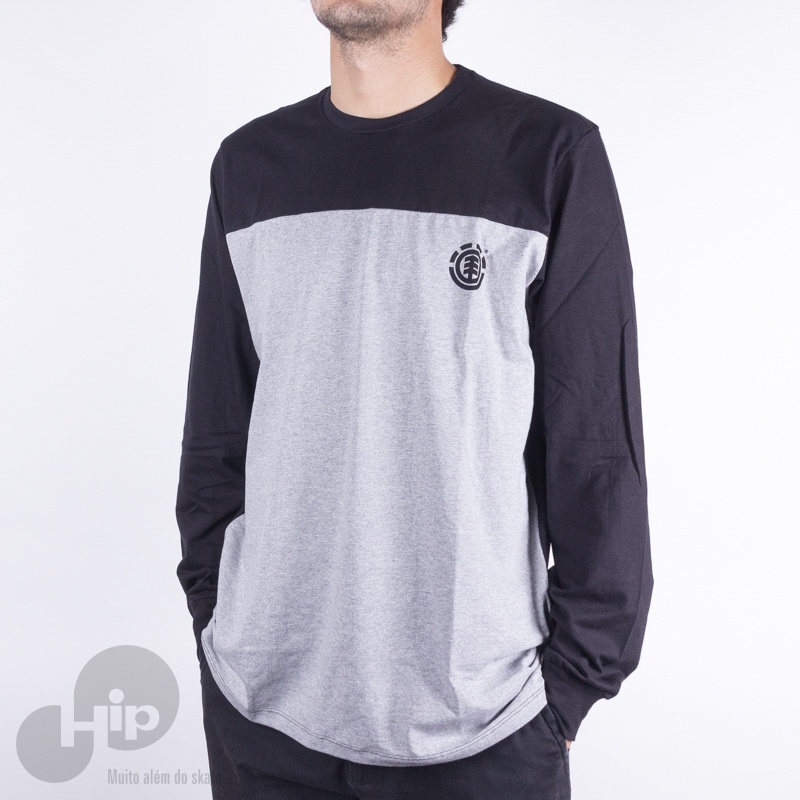 Camiseta Manga Longa Element Duo Block Cinza Claro