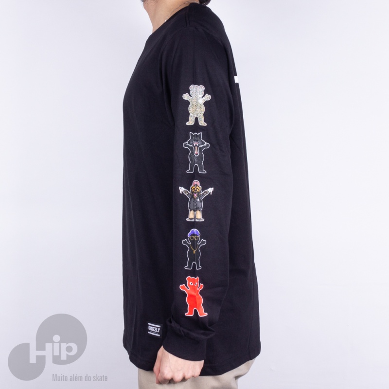 Camiseta Manga Longa Grizzly Gangs All Here Preta