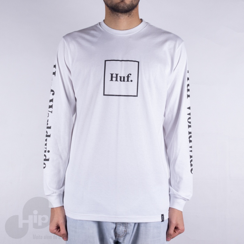 Camiseta Manga Longa Huf Domestic Box Branca