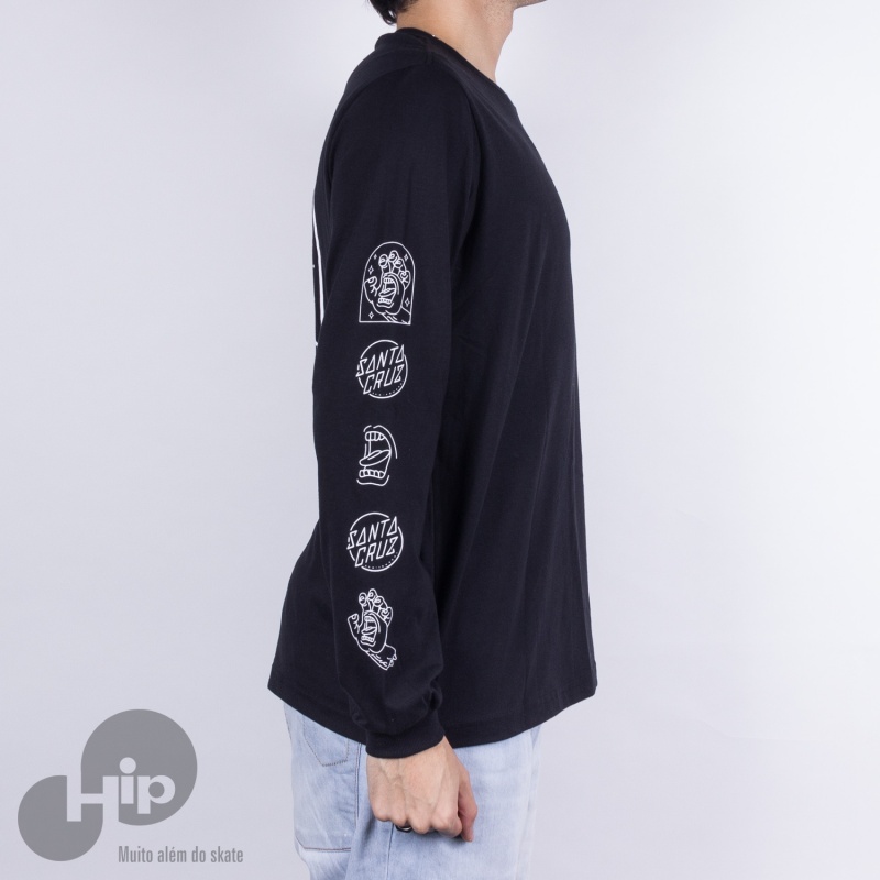 Camiseta Manga Longa Santa Cruz Gateway Hand Preta