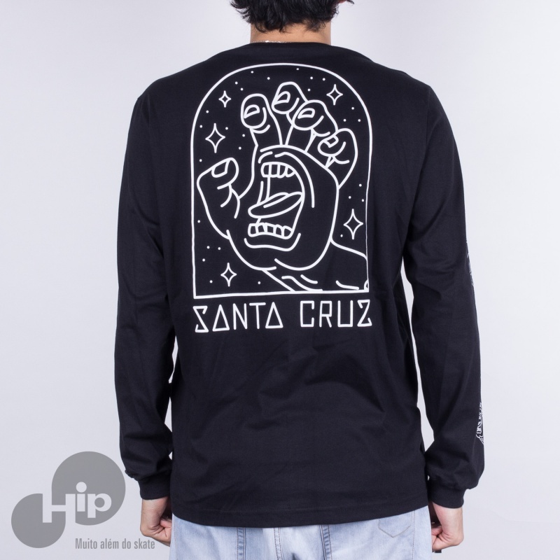 Camiseta Manga Longa Santa Cruz Gateway Hand Preta