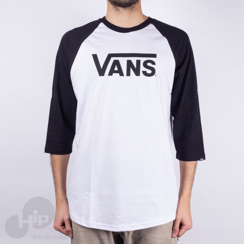 Camiseta Manga Longa Vans 3/4 Classic Branca