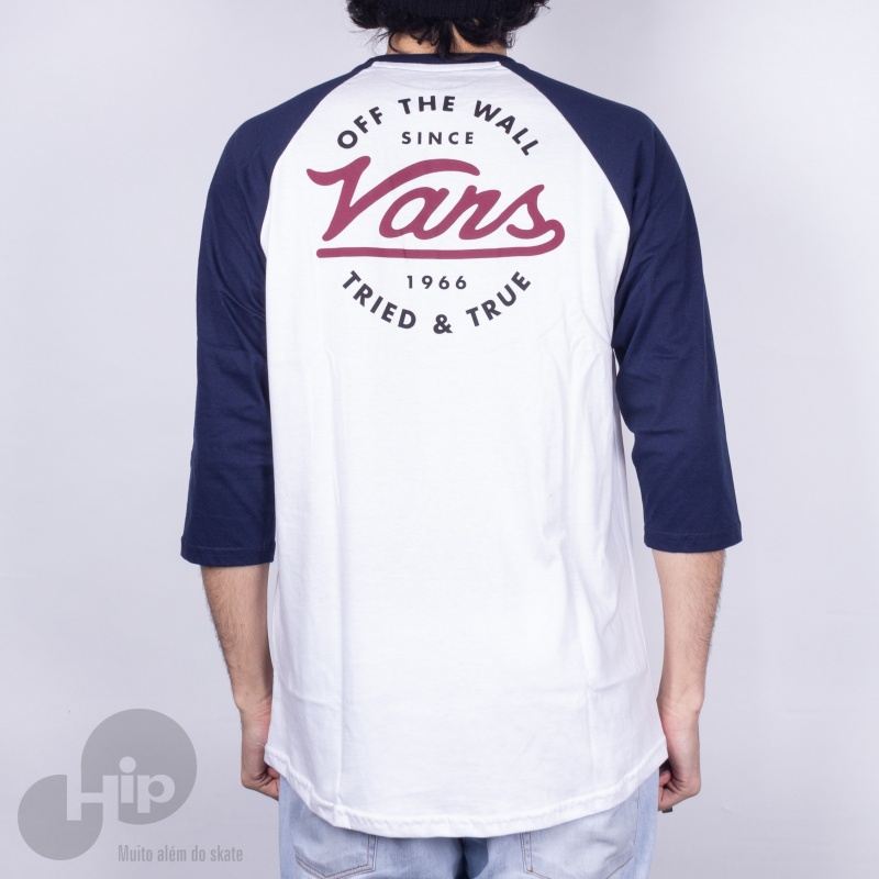 Camiseta Manga Longa Vans 3/4 Van Doren Branca