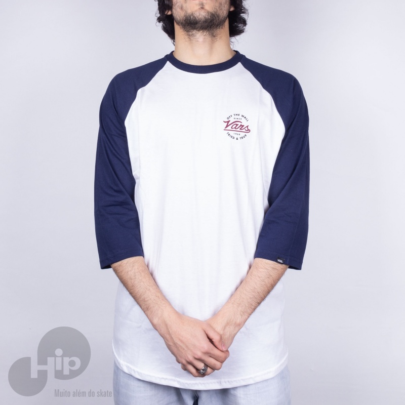 Camiseta Manga Longa Vans 3/4 Van Doren Branca
