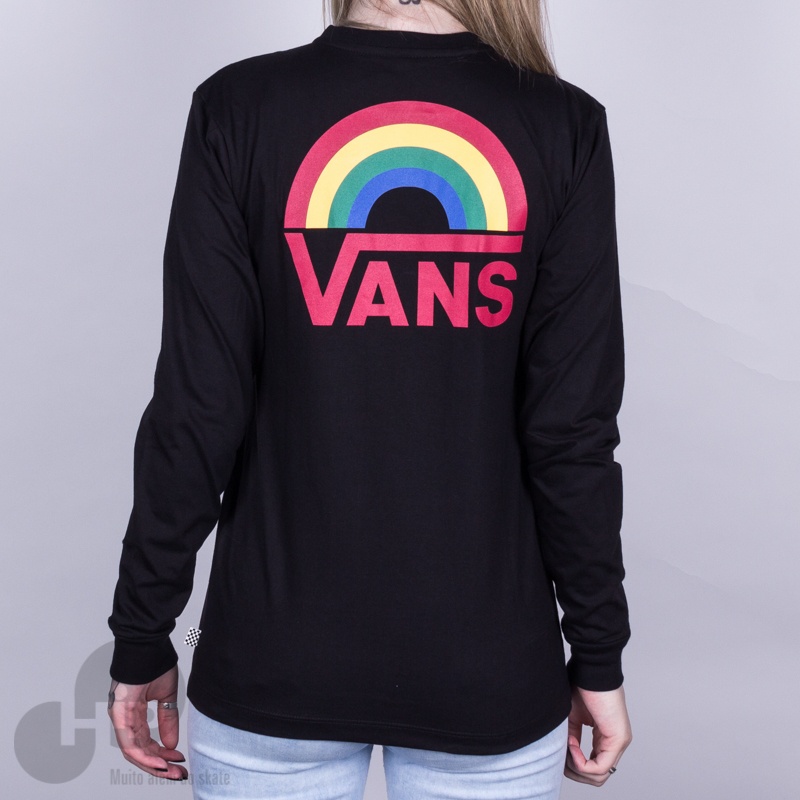 Camiseta Manga Longa Vans Somewhere Preta