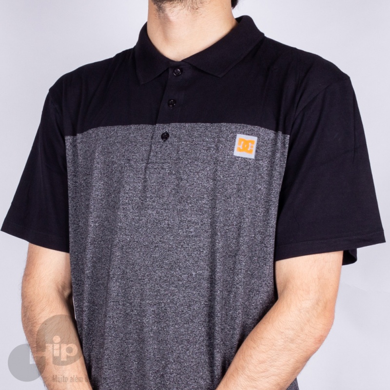 Camiseta Polo Dc Shoes Rebel Crew Preta