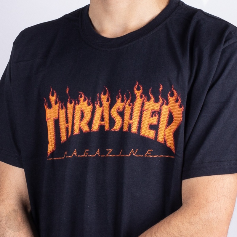 Camiseta Thrasher Flame Halftone Preta