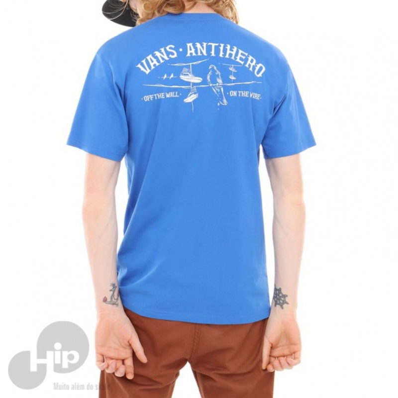 Camiseta Vans X Anti Hero On The Wire Azul Claro