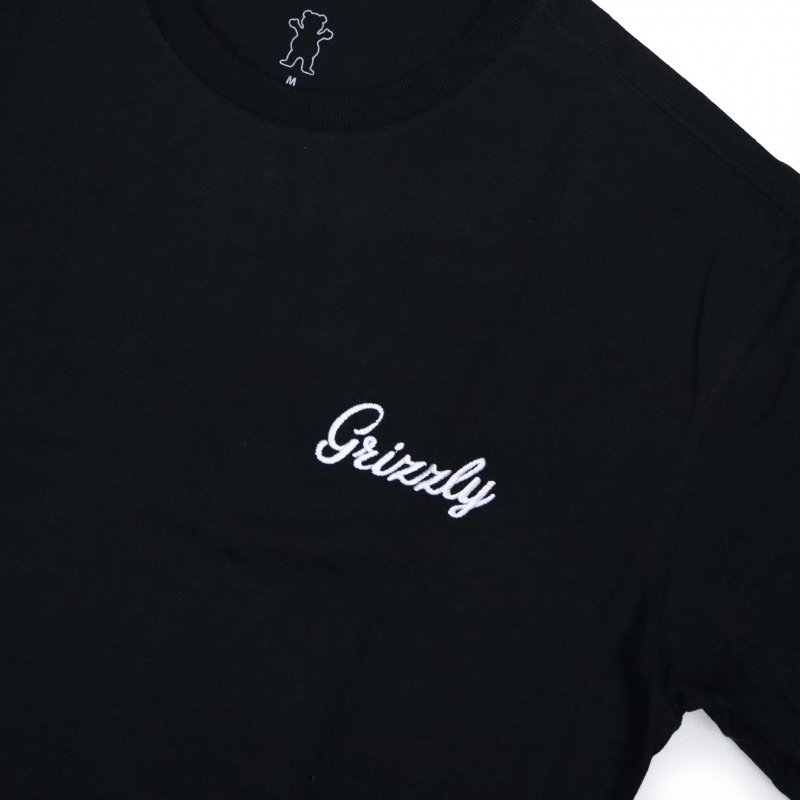 Camiseta Grizzly Cursive Embroidery Preto