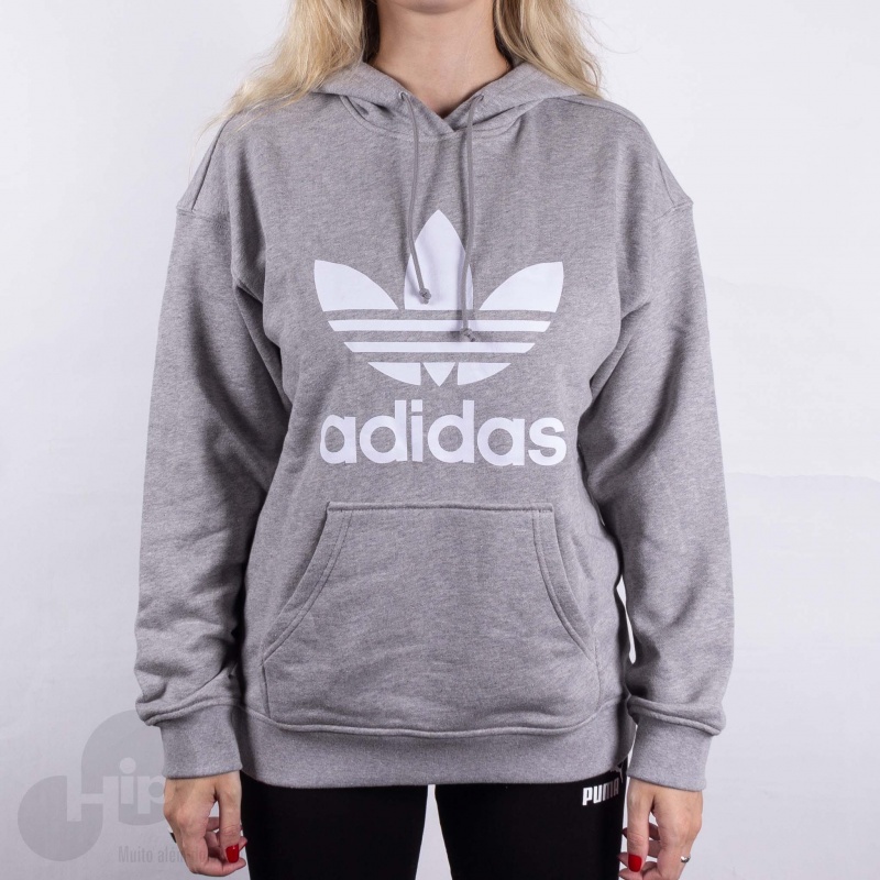 Moletom Adidas Fm3304 Cinza Claro