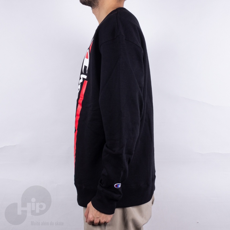 Moletom Champion Logo Vertical Preto