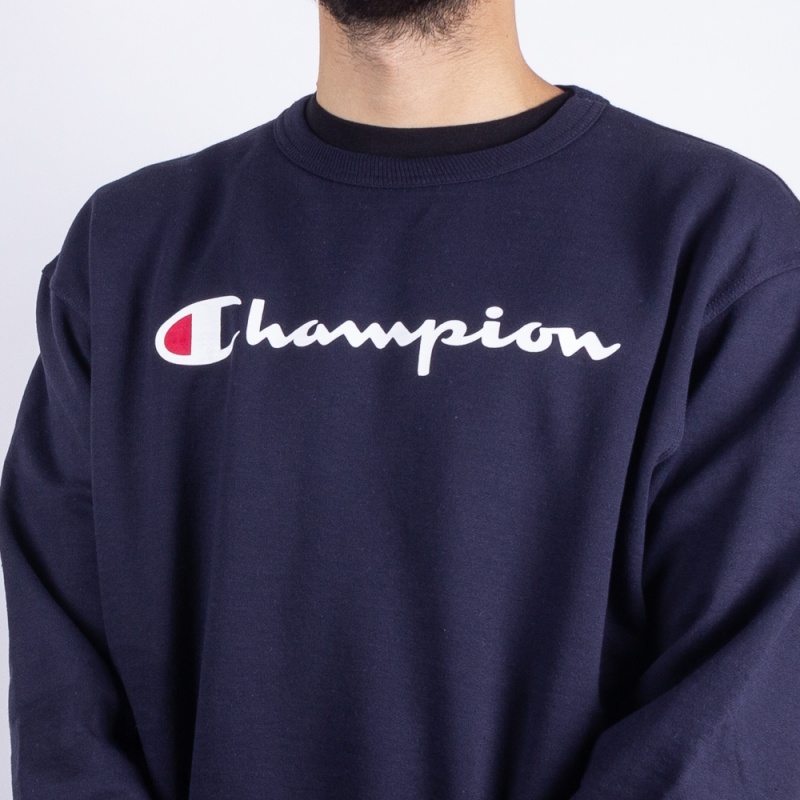 Moletom Champion Script Logo Azul Escuro