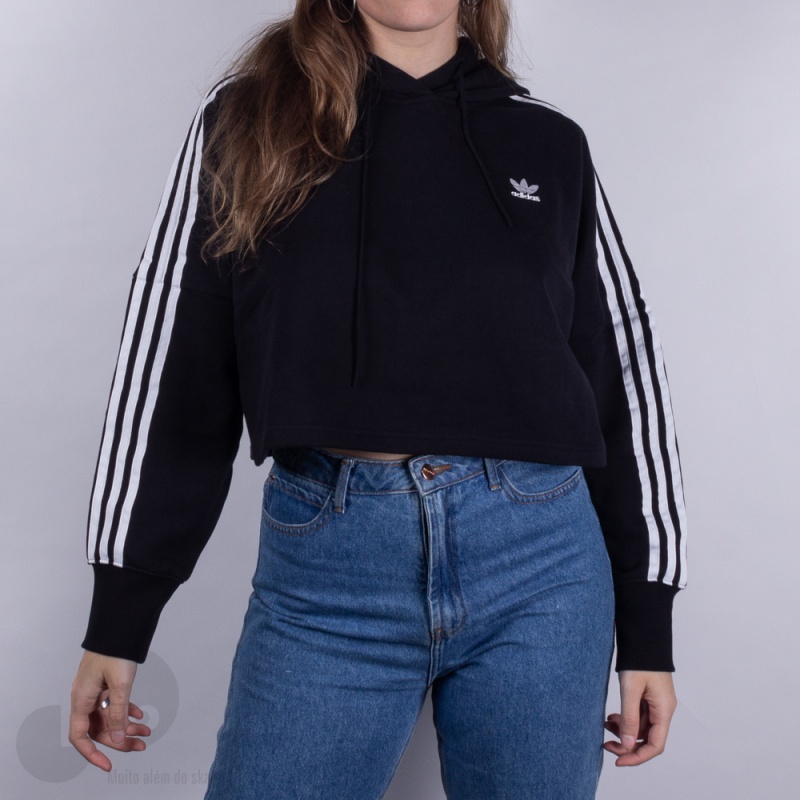 Moletom Cropped Adidas Ed7554 Preto