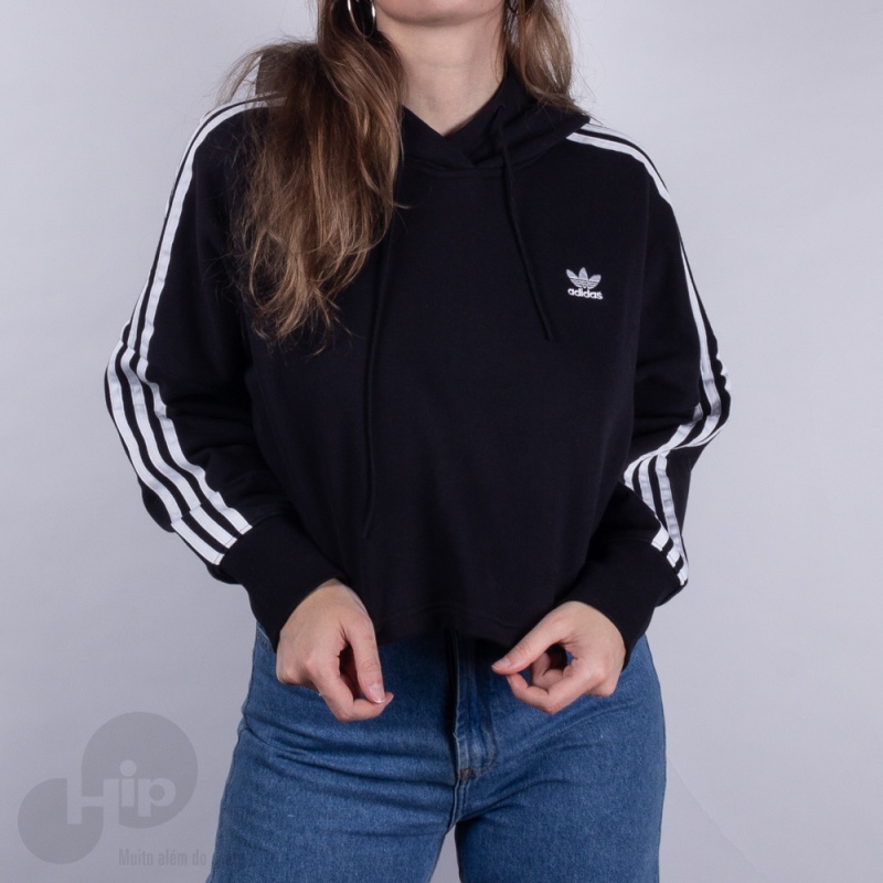 Moletom Cropped Adidas Ed7554 Preto